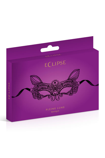 Loup en dentelle souple brodé Pleine Lune, noir - Maskarade