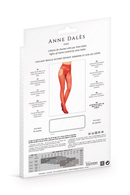 Collants ouverts Morgane, effet jarretelle, rouge - Anne dalès