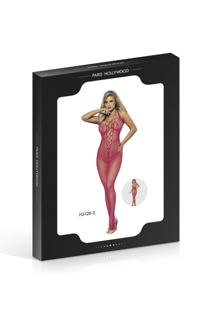 Combinaison ajourée en résille, fuchsia - Paris Hollywood