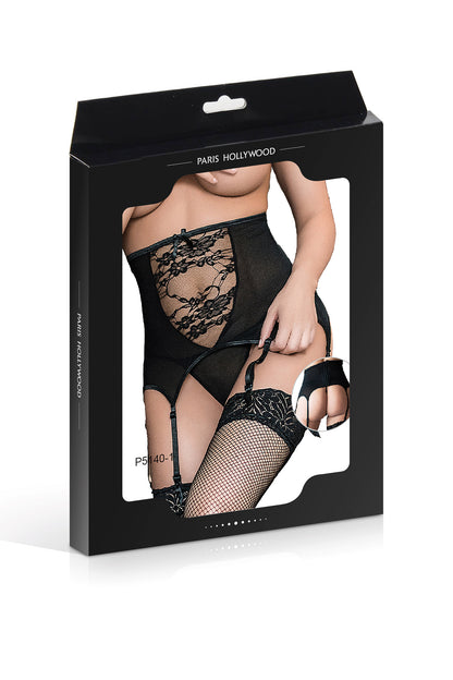 Porte-jarretelles à quatre pinces taille haute, noir - Paris Hollywood