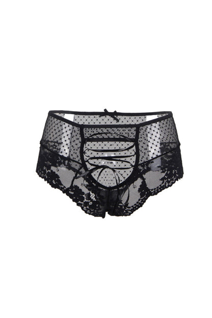 Tanga taille haute avec laçage, noir - Paris Hollywood