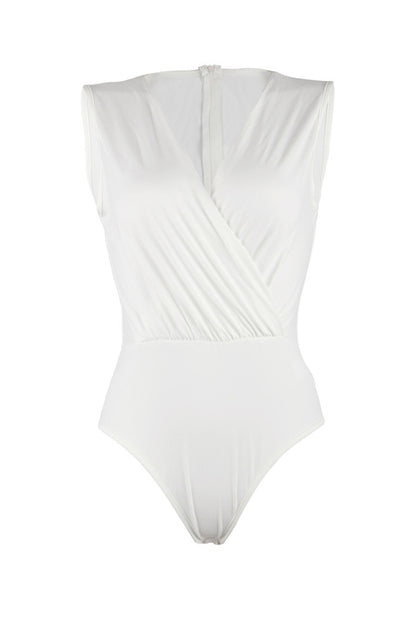 Body drapée avec zip, blanc - Paris Hollywood