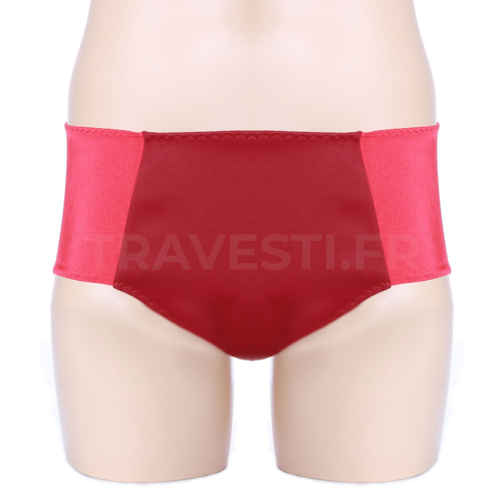 Ma culotte transgenre est une culotte gaff conçue pour toutes les femmes trans qui veulent dissimuler le spectre masculin. La culotte est fabriquée par les expertes de Petit Cyclone. Modèle rouge.