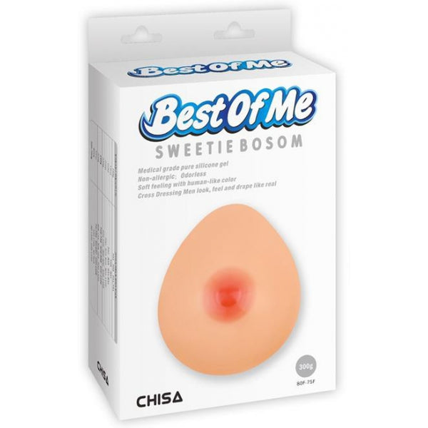 Faux sein en silicone pour travestis, 300 g - Chisa Novelties, réaliste et naturel, vu dans son packaging