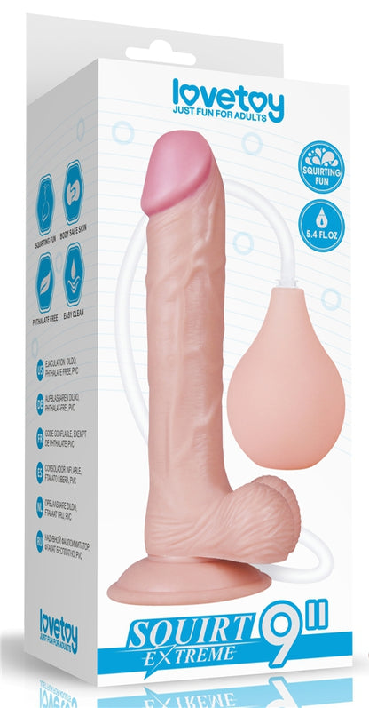 Gode éjaculateur Squirt 18 cm, chair marque LoveToy dans son packaging