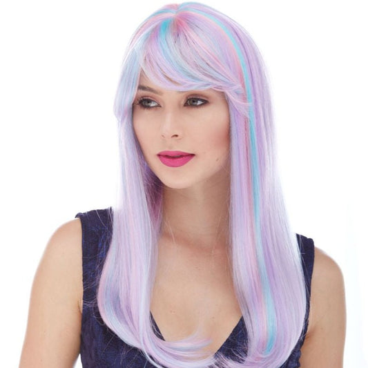 Perruque lisse et longue Kelly irisé marque Sepia avec frange