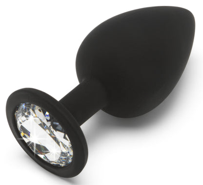 Plug anal bijou transparent Diamond Booty taille L, noir marque ToyJoy vu de côté