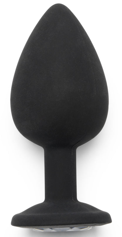 Plug anal bijou transparent Diamond Booty taille L, noir marque ToyJoy vu face