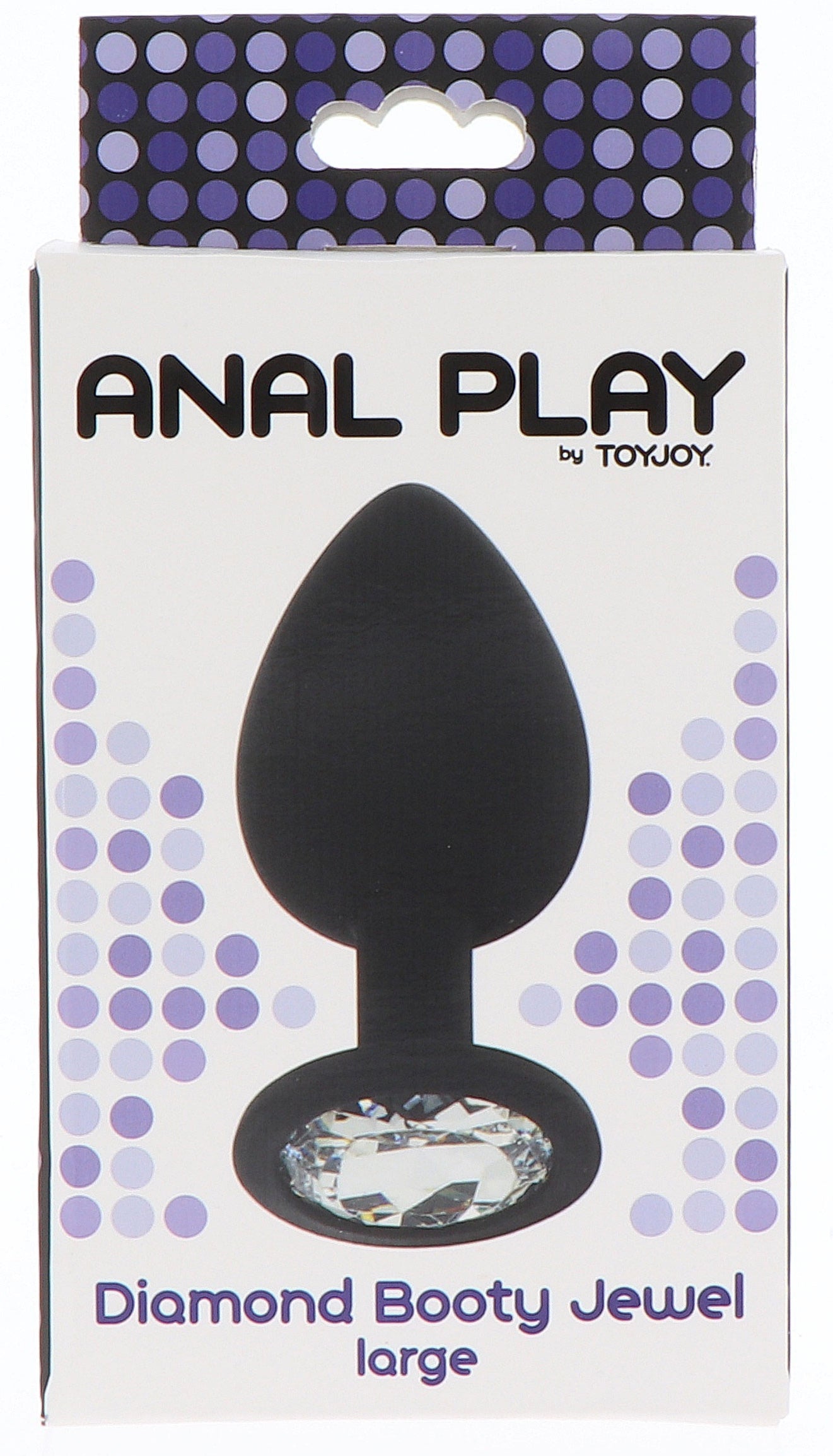 Plug anal bijou transparent Diamond Booty taille L, noir marque ToyJoy dans son packaging