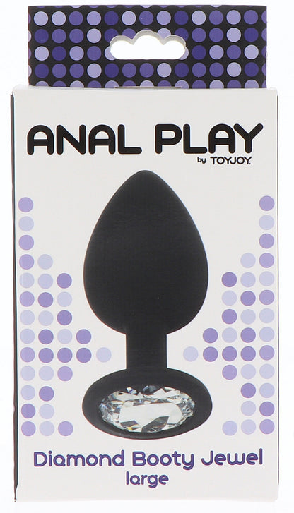 Plug anal bijou transparent Diamond Booty taille L, noir marque ToyJoy dans son packaging