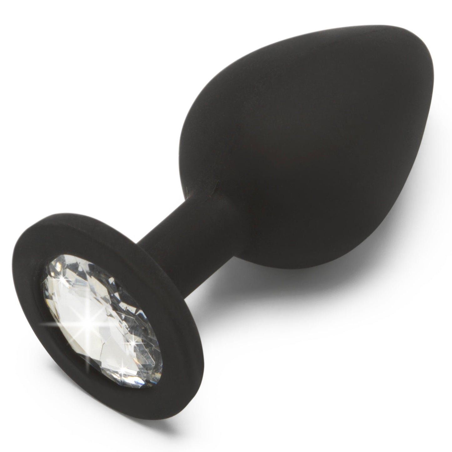 Plug anal bijou transparent Diamond Booty taille M, noir marque ToyJoy vu de côté
