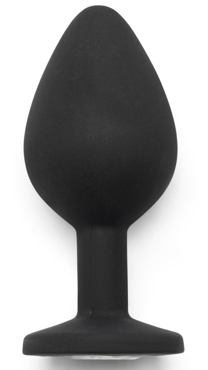 Plug anal bijou transparent Diamond Booty taille M, noir marque ToyJoy vu de face