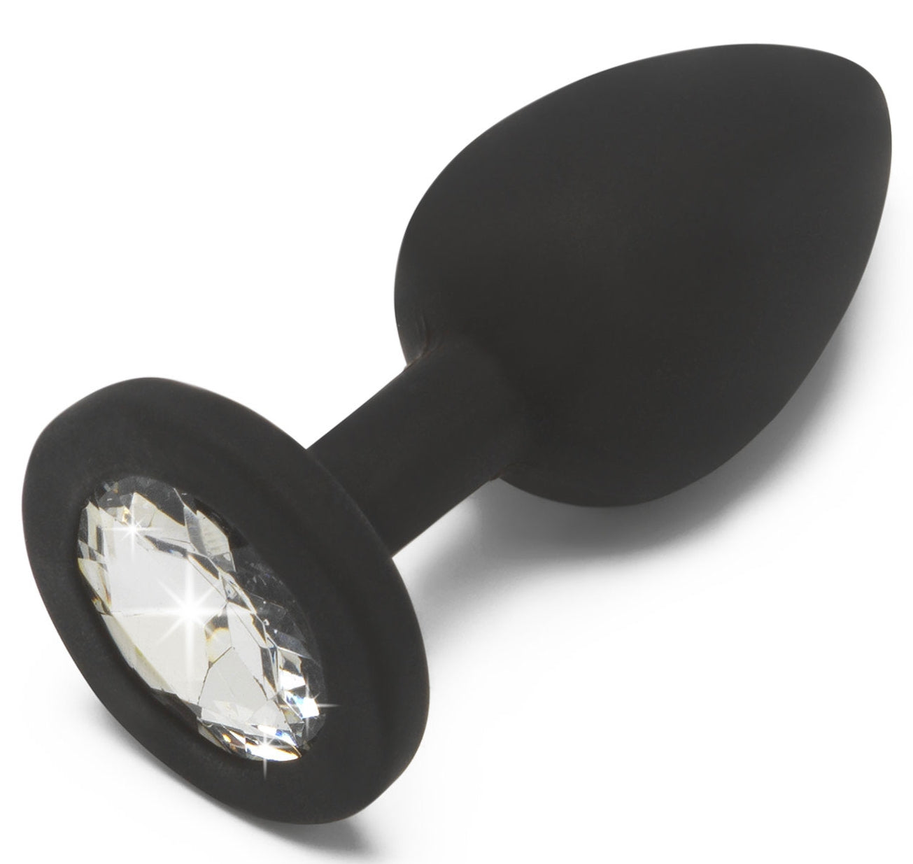 Plug anal bijou transparent Diamond Booty taille S, noir marque ToyJoy vu de côté