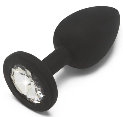 Plug anal bijou transparent Diamond Booty taille S, noir marque ToyJoy vu de côté