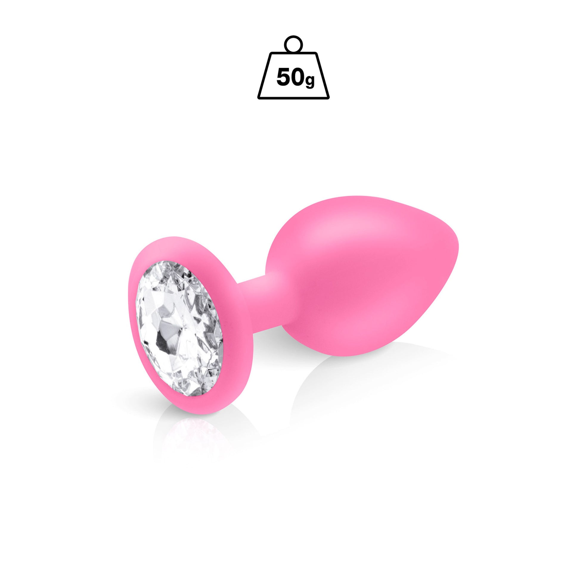 Plug anal avec bijou scintillant en silicone souple Cloud rose taille M d'un poids de 50 g