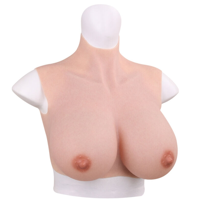 Poitrine à col montant, bonnet D - CrossGearX, remplissage en coton ou silicone, pour travestis et trans, vue du côté droit