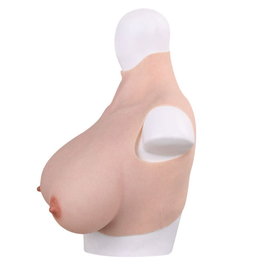 Poitrine à col montant, bonnet D - CrossGearX, remplissage en coton ou silicone, pour travestis et trans, vue du côté gauche