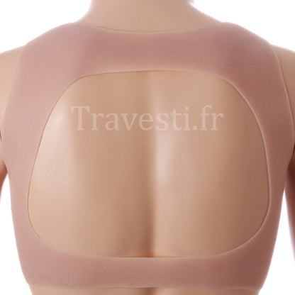 Poitrine réaliste en silicone à col rond, sans manches, bonnet B, teint clair