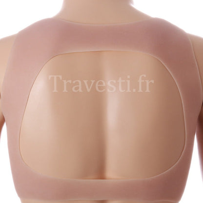 Poitrine réaliste en silicone à col rond, sans manches, bonnet E, hâle léger