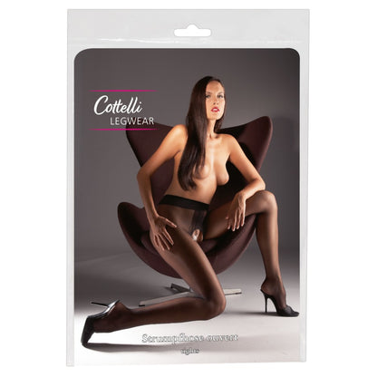 Collants ouverts satinés, noir - Cottelli Legwear