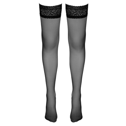 Bas autofixants en dentelle satinée, tenue parfaite, noir - Cottelli Legwear