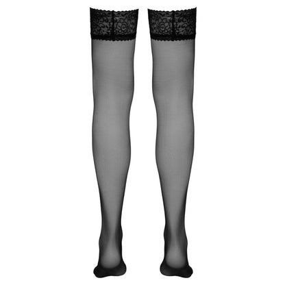 Bas autofixants en dentelle satinée, tenue parfaite, noir - Cottelli Legwear