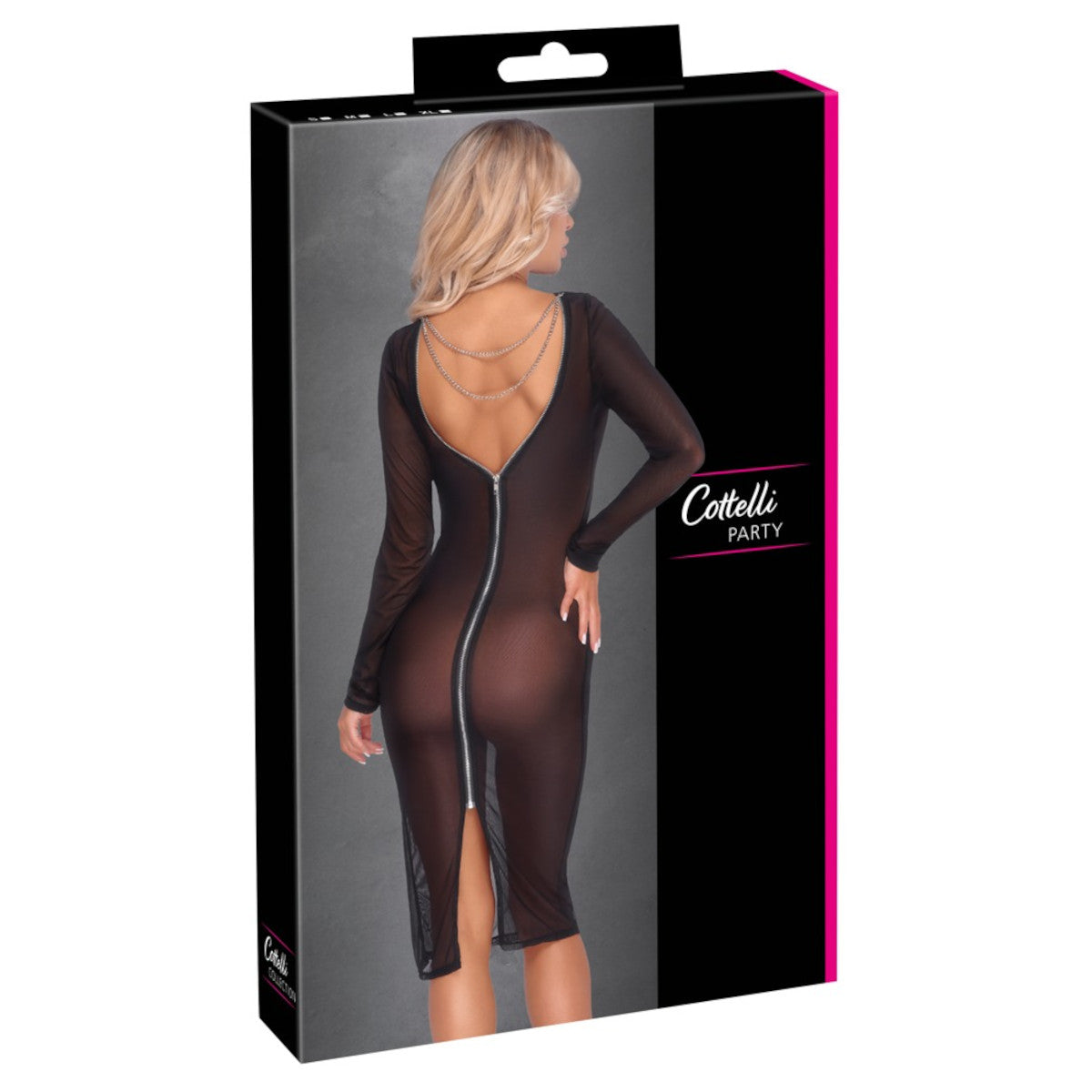 Robe transparente en maille et chaînes, noir - Cottelli Party