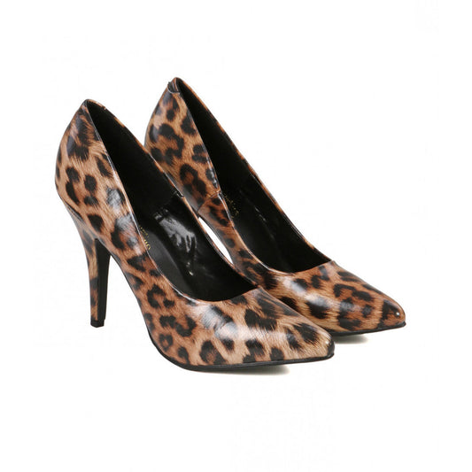 Escarpins grande taille en simili cuir, léopard - Sois Belle