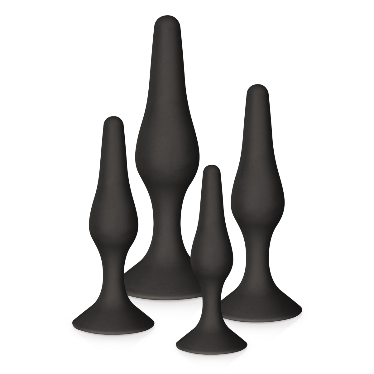 Set de 4 plugs anal en silicone, noir - Glamy