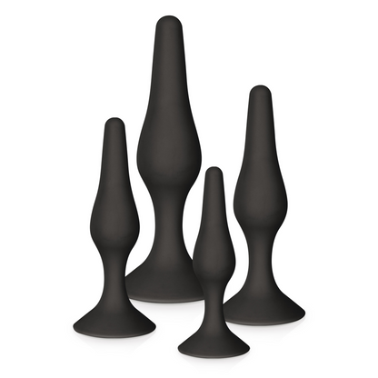 Set de 4 plugs anal en silicone, noir - Glamy