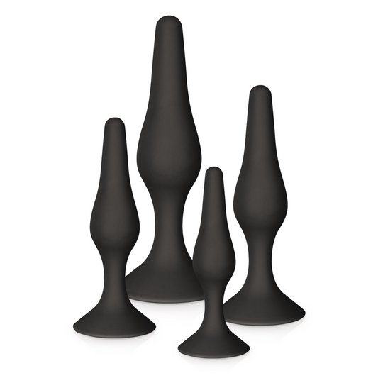 Set de 4 plugs anal en silicone, noir - Glamy