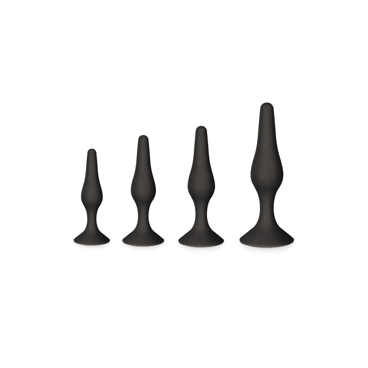 Set de 4 plugs anal en silicone, noir - Glamy